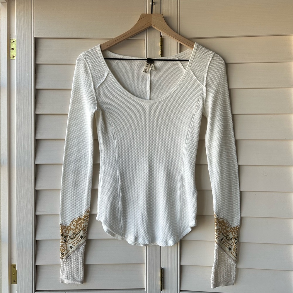 🚨SOLD🚨We The Free Cream Waffle Knit Long Sleeve Top